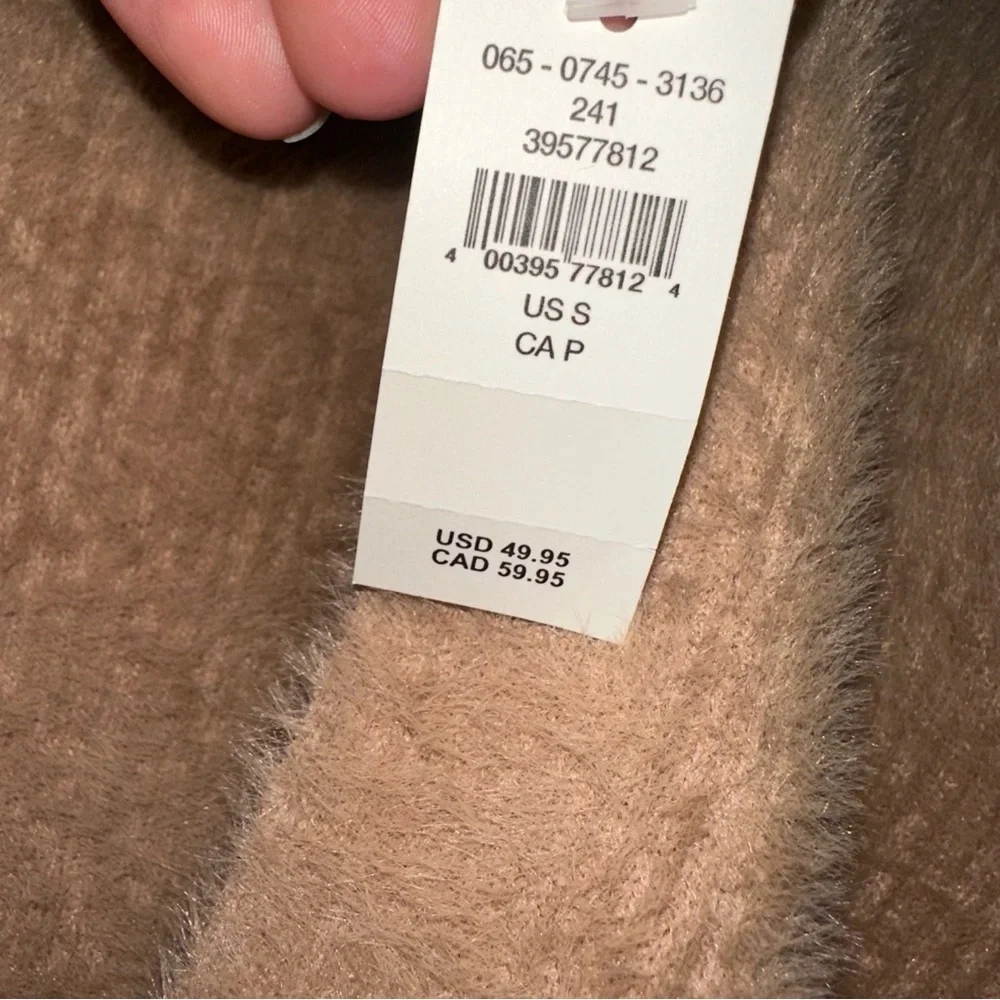 NWT Aerie Tan Fuzzy Knotted Sweater - Picture 5 of 8